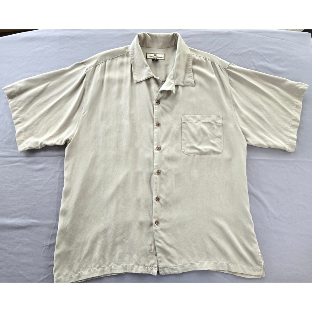 TOMMY BAHAMA "Shark Date Club" SILK EMBROIDERED SHORT SLEEVE SHIRT XL Quiet Lux